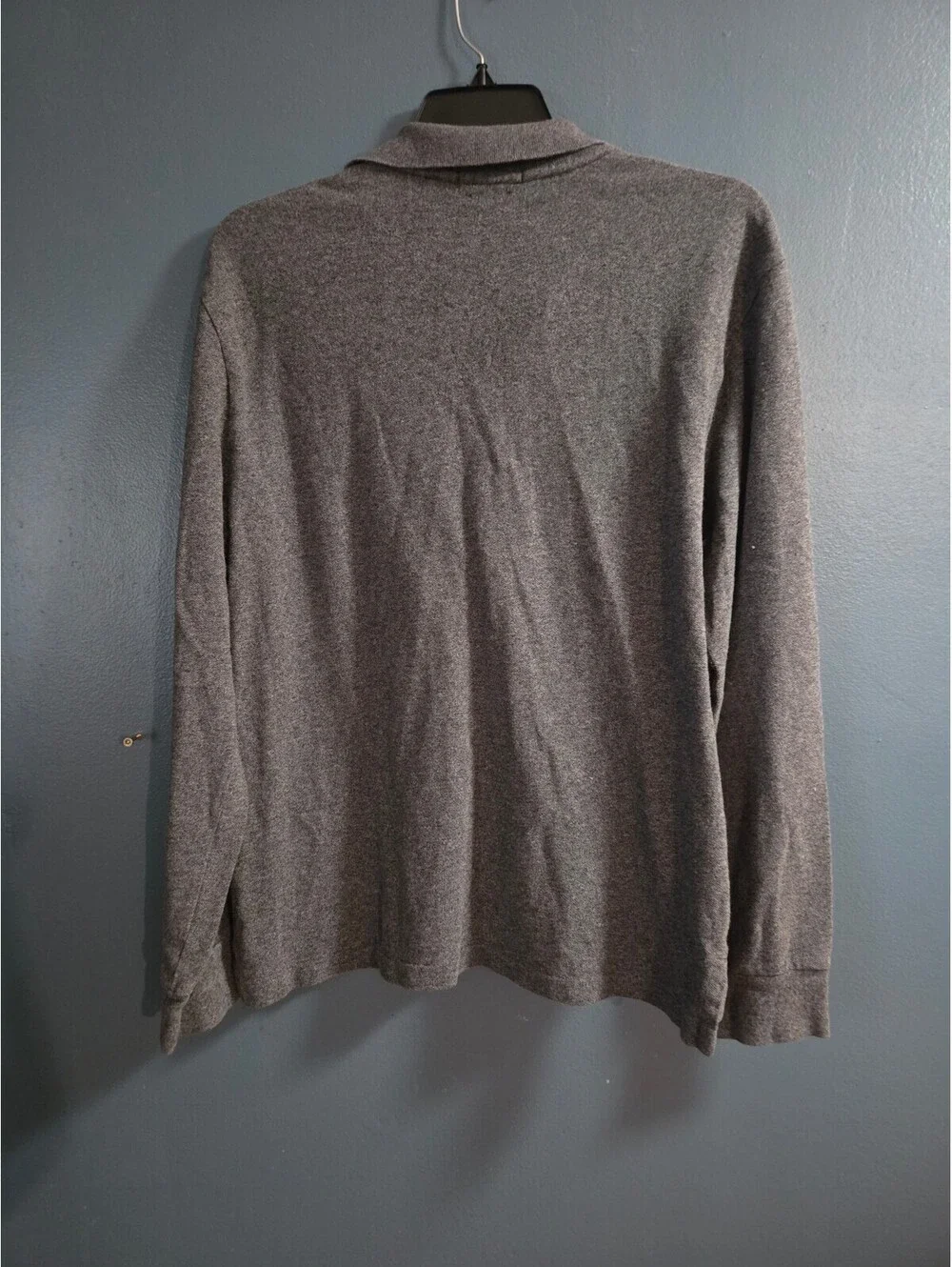 Polo Ralph Lauren Slim Fit Long Sleeve Gray Cotton Polo Shirt Size L
